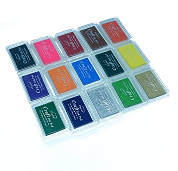 Aokbean Mixed 15 Colorful Classic Pigment Crafts Bright Rubber Stamp Ink Pads Rainbow SET (Mixed 15)