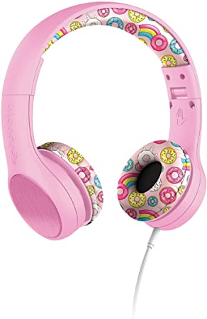 LilGadgets Connect  Style Kids Premium Volume Limited Wired Headphones with SharePort (Children, Toddlers) - Pink Doughnuts