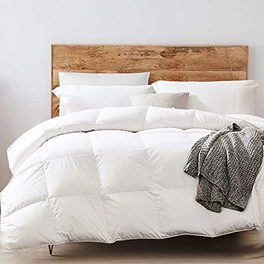 Yalamila Lightweight Down Comforter Queen/Full 100% Cotton - All Season Down Duvet Insert-White Goose Duck Down Feather Filling with Corner Tabs-Bedding Down Feather Comforter 90×90
