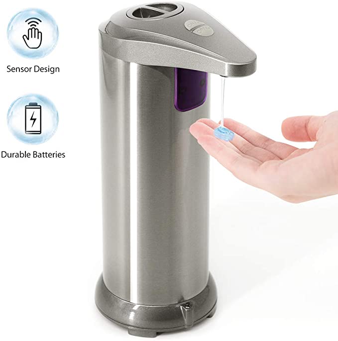 Soap Dispenser, TROPRO Automatic Soap Dispenser Touchless, Infrared Motion Activated Sensor Stainless Steel Dish Liquid Hands-free Soap Pump for Bathroom, Kitchen with Waterproof Base [Newest Version]
