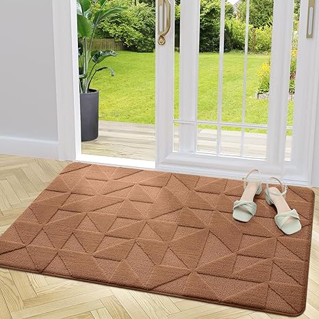 OLANLY Door Mats Indoor, Non-Slip, Absorbent, Dirt Resist, Entrance Washable Mat, Low-Profile Inside Entry Doormat for Entryway (48x32 inches, Brown)