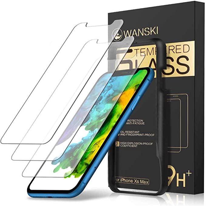Wanski Screen Protector for iPhone 11 Pro Max/iPhone Xs Max (3 Packs) 0.33mm, iPhone Xs Max/iPhone 11 Pro Max Tempered Glass Screen Protector with Advanced Clarity [3D Touch] 100% Touch Accurate