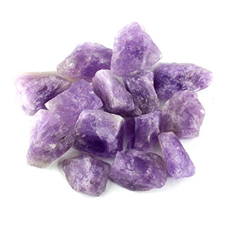 Crystal Allies Materials: 1lb Bulk Rough Amethyst Quartz Stones from Madagascar - Large 1" Raw Natural Crystals for Cabbing, Cutting, Lapidary, Tumbling, and Polishing