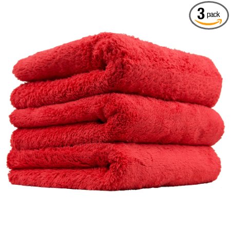 Chemical Guys MIC35103 Happy Ending Edgeless Microfiber Towel, Red (16 in. x 16 in.) (Pack of 3)