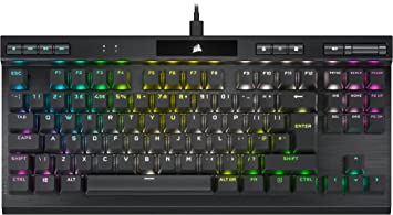 Corsair K70 RGB TKL CHAMPION SERIES Tenkeyless Optical-Mechanical Gaming Keyboard (OPX RGB Optical-Mechanical Keyswitches, Durable Aluminum Frame, Per-Key RGB, Detachable USB Type-C Cable) Black