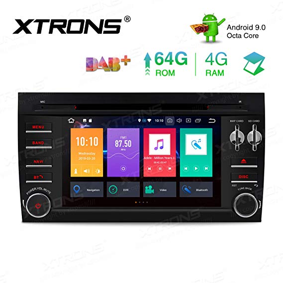 XTRONS Android 9.0 Car Stereo Radio DVD Player Octa Core 4G RAM 64G ROM Double Din GPS Navigation 7” Touch Screen Head Unit Supports Screen Mirroring WiFi OBD2 DVR TPMS for Porsche Cayenne GTS Turbo