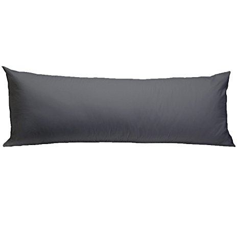 Body Pillowcase 100% Egyptian Cotton 400 Thread Cound Non-zippered Maternity Pillow Protector Cusion Cover (Dark Gray, 20"x54")