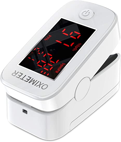 Finger Pulse Oximeter with LED Display,Heart Rate Monitor for Home and Sports, Oxygen Saturation Monitor for Adults and Child（White）