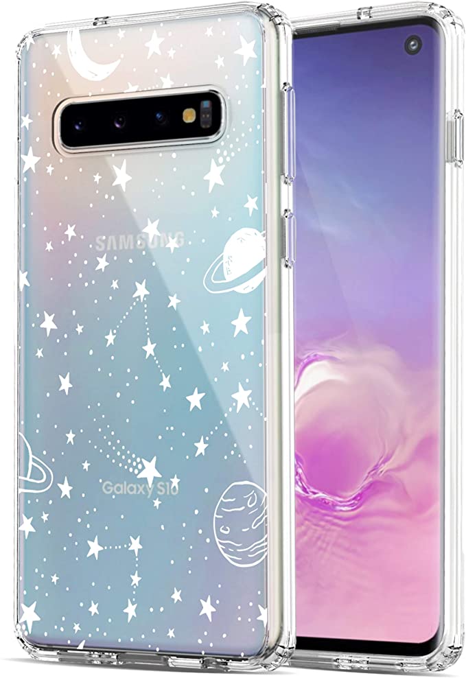 RANZ Galaxy S10 Case, Anti-Scratch Shockproof Series Clear Hard PC   TPU Bumper Protective Cover Case for Samsung Galaxy S10 (6.1 in) - Universe