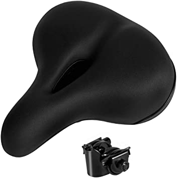 Bigsized Comfort Bike Seat - Most Comfortable Replacement Bicycle Saddle - Universal Fit for Exercise Bike and Outdoor Bikes - Suspension Wide Soft Padded Bike Saddle