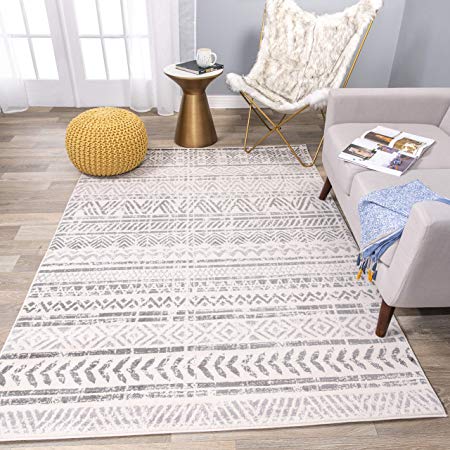 Rugshop Bohemian Design Geometric Area Rug 5' x 7' Gray