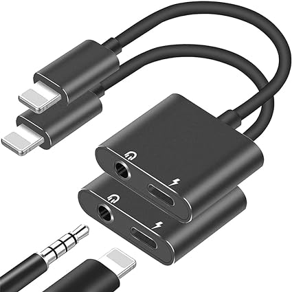 [Apple MFi Certified] 2-Pack Lightning to 3.5mm Headphone Jack Adapter for iPhone,2 in 1 AUX Audio   Charger Splitter Dongle Compatible with iPhone 14/13/12/11/XS/XR/X/7 8/iPad, Support All iOS System