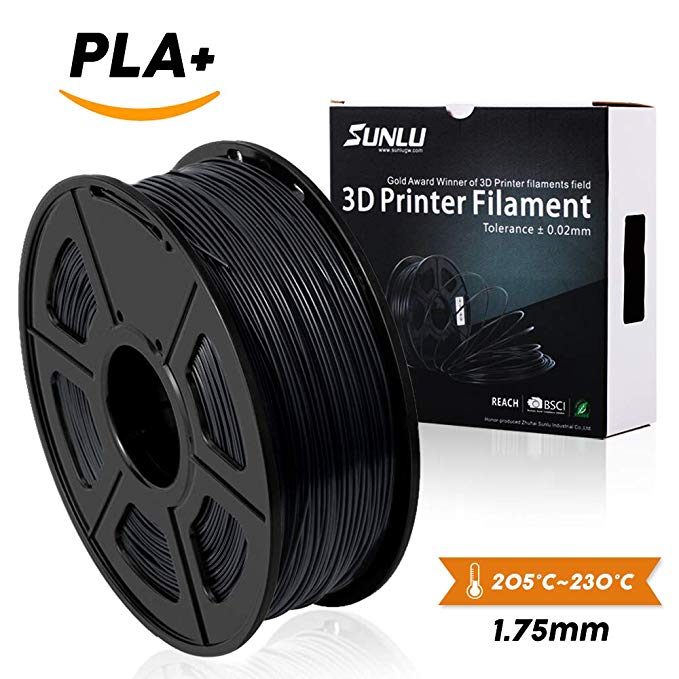 3D Printer Filament PLA Plus Black(more like grey),PLA Plus Filament 1.75 mm SUNLU,Low Odor Dimensional Accuracy  /- 0.02 mm,2.2 LBS (1KG) Spool for 3D Printers & 3D Pens,Black(more like grey)
