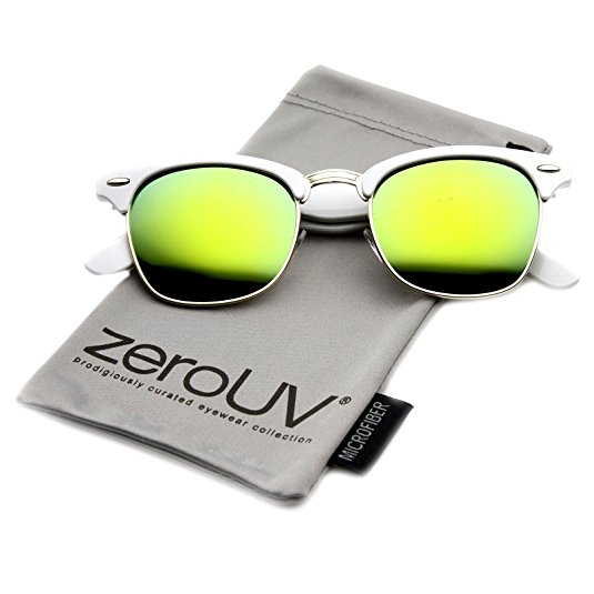 zeroUV Designer Inspired Classic Half Frame Horned Rim Wayfer Sunglasses