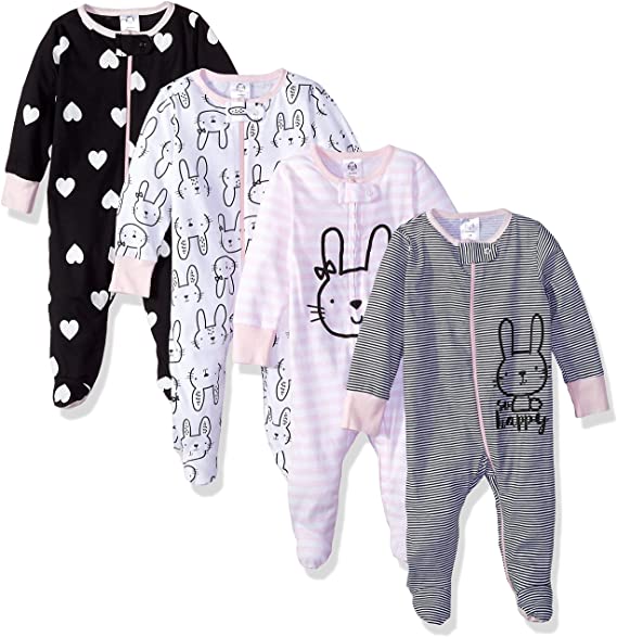 Gerber Baby Girls' 4 Pack Sleep N' Play Footie