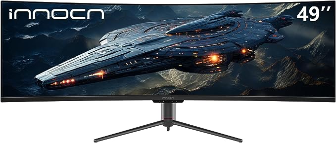 INNOCN 49" Curved Monitor Ultrawide Gaming 120Hz 32:9 QHD 5120 x 1440P Computer Monitor, R1800, 99% sRGB, HDR400, USB Type C, DisplayPort, HDMI, Built-in Speakers, Height/Tilt Adjustable - 49C1R