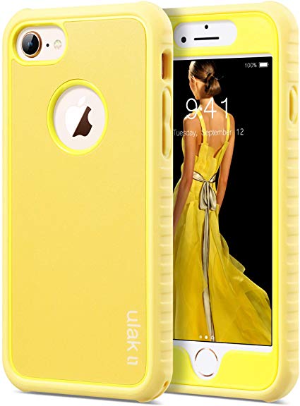 ULAK iPhone 8 & 7 Case Shock-Absorbing Flexible Durability TPU Bumper Case, Durable Anti-Slip, Front and Back Hard PC Defensive Protection Cover for Apple iPhone 7 4.7 inch,Yellow