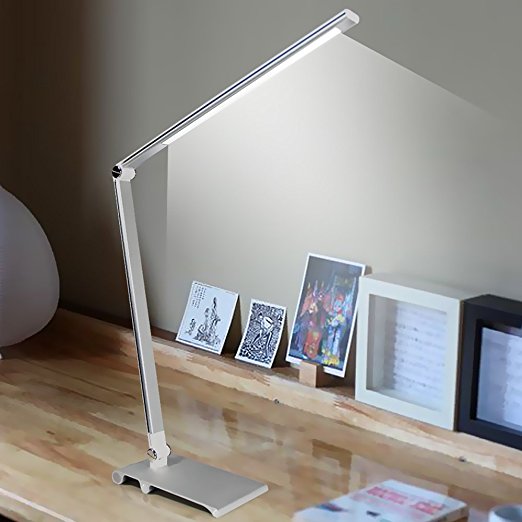 STRONKER LED Desk Lamp with 3 Lighting Modes(Cold / Natural / Warm),Metal Body 3-Level Adjustable Brightness LED Table Lamp Touch-Sensitive Control Panel 5W Eye-protective USB Charging (Silver)
