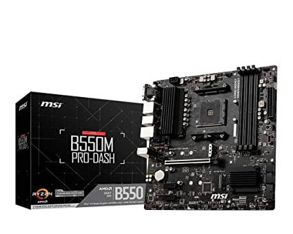 MSI B550M PRO-Dash Motherboard (AMD Ryzen 3000 3rd Gen AM4, DDR4, M.2, USB 3.2 Gen 1, Front Type-C, HDMI, Micro ATX) AMD Ryzen™ 5000 Series Desktop Processors