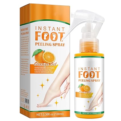 Premium Foot Peeling Spray Oil,Instant Foot Peeling Spray, Dead Skin Heel Scraper For Feet, Intensely Moisturizes Repair and Softens The Feet For Women and Men (Orange-Spray)