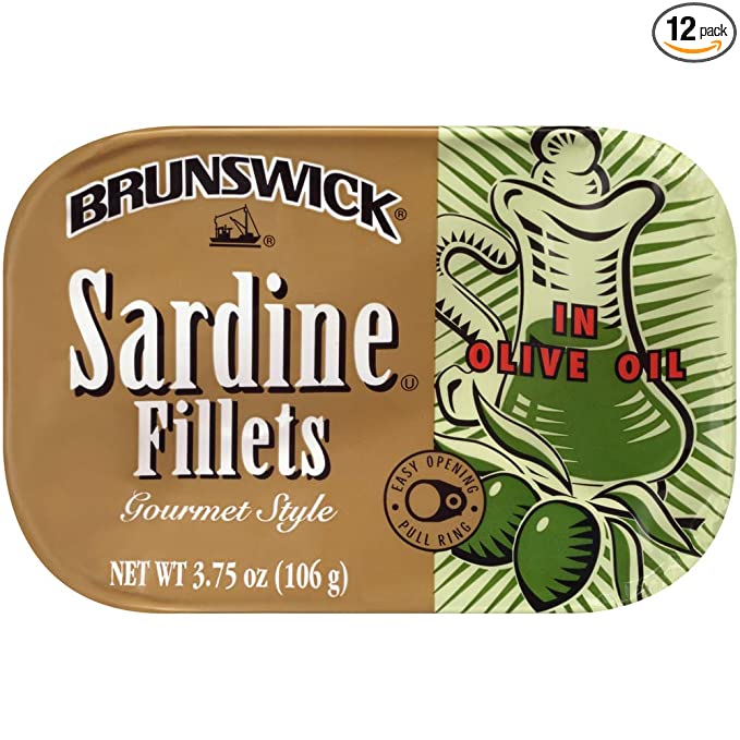 Bumble Bee Brunswick Wild Caught Sardine Fillets In Olive Oil, 12 Cans, 3.75 Oz