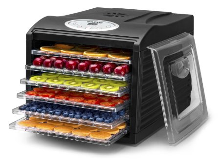 Gourmia GFD1650B Premium Countertop Food Dehydrator, With 6 Drying Shelves, Digital Thermostat, 8 Preset Temperature Settings, Airflow Circulation, Countdown Timer - Black