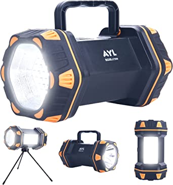 AYL LED Camping Lantern Rechargeable, Camping Flashlight 8 Light Modes, 4800mAh Power Bank, IPX6 Waterproof, Lantern Flashlight for Emergency, Hurricane, Power Outages, USB Cable with Tripod Included