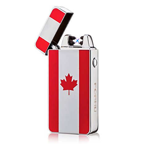 FORHU Windproof Dual Arc electric lighter USB rechargeable (CanadaFlag)