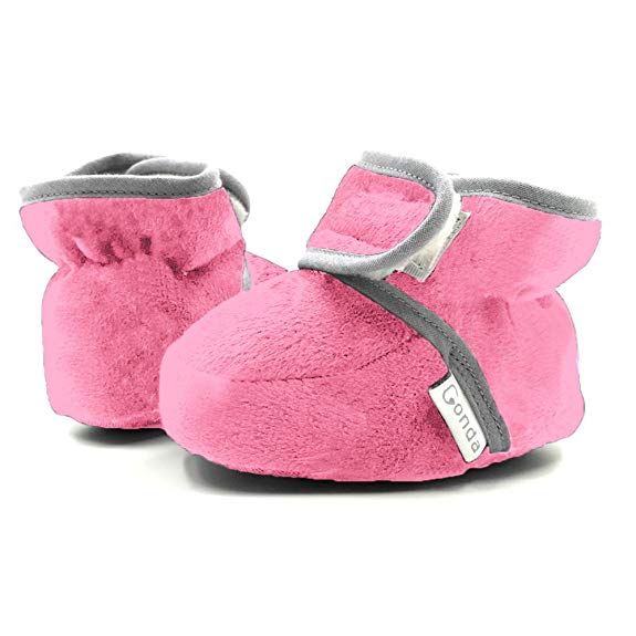 CONDA Baby Booties Girl & Boy Infant Fleece Slippers - Soft Cozy and colorful Baby Shoes 0-18 Months (12 Colors)