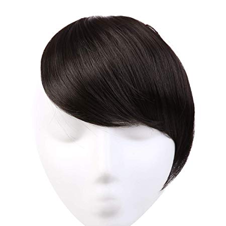 Clip in Hair Bangs Fringe Hair Extensions Swept Full Sweeping Side Synthetic Hairpiece Hair Piece For Women Japan High Temperature Fiber SARLA B2&4