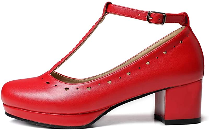 getmorebeauty Women's Vintage Shoes Retro Heels T-Straps Block Mary Janes Lolita Shoes