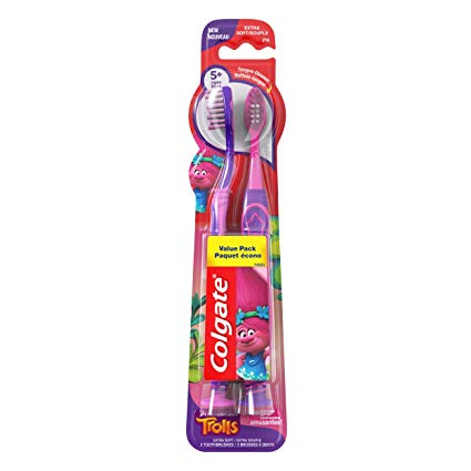 Colgate Kids Toothbrush, Trolls, Extra Soft (2 Count)