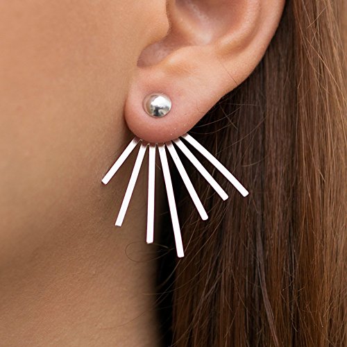 Pair of spike ear jacket earrings, jacket ear studs, sterling silver earrings, front & back earrings handmade by Emmanuela