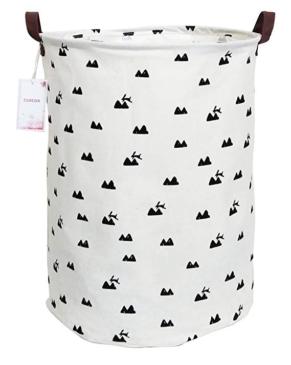CLOCOR Large Storage Bin-Cotton Storage Basket-Round Gift Basket with Handles for Toys,Laundry,Baby Nursery (Hill)