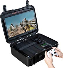Case Club Waterproof Xbox One X/S Portable Gaming Station with Built-in Monitor & Storage for Controllers & Games
