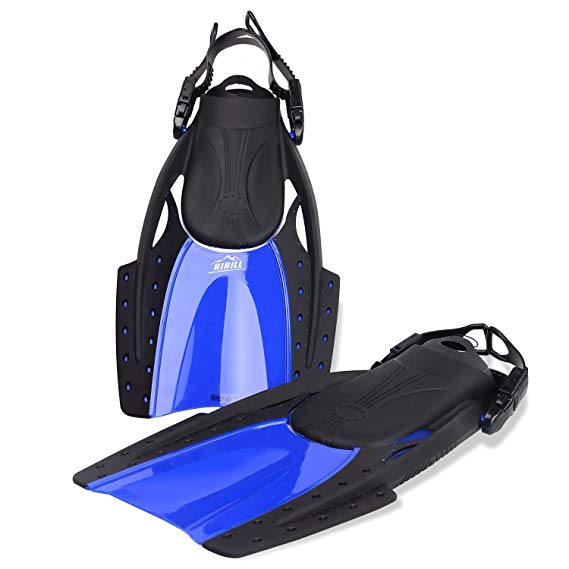 HiHiLL Snorkeling Fins Swimming Fins, Scuba Diving Fins,Full Foot with Adjustable Heel Straps for Men Women, Lightweight and Compact with Mesh Bag for Traveling, Training