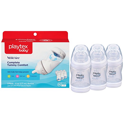 Playtex Baby Ventaire Anti Colic Baby Bottle, BPA Free, 6 Ounce - 3 Pack