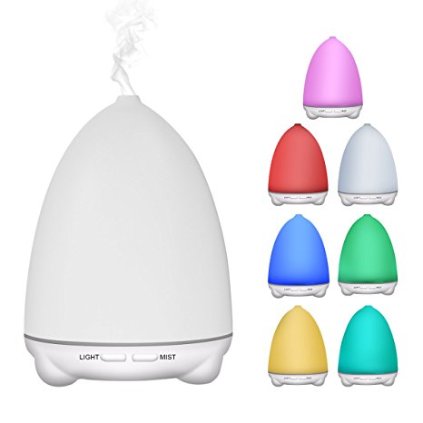 Aroma Diffuser, ELEGIANT 100ml Colorful Ultrasonic Humidifier Aroma Diffuser / Aromatherapy Essential Oil Diffuser Cool Mist Humidifier and 7 Color LED Lights Changing for Home Office Baby