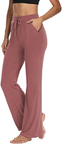 THANTH Womens Bootcut Yoga Sweatpants Loose Comfy Lounge Pants Drawstring Workout Bootleg Pants with Pockets