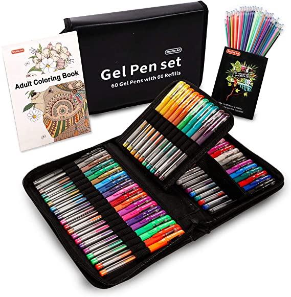 Gel Pens, Shuttle Art 120 Pack Gel Pen Set 60 Colored Gel Pen with 60 Refills for Adults Coloring Books Drawing Doodling Crafts Scrapbooking Journaling