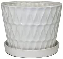 Garden & Home Matte White 8 inch Indoor Ceramic Planter with an Attached Saucer and Drainage Hole. Perfect Plant Pot for All House Plants, Herbs, and Flowers