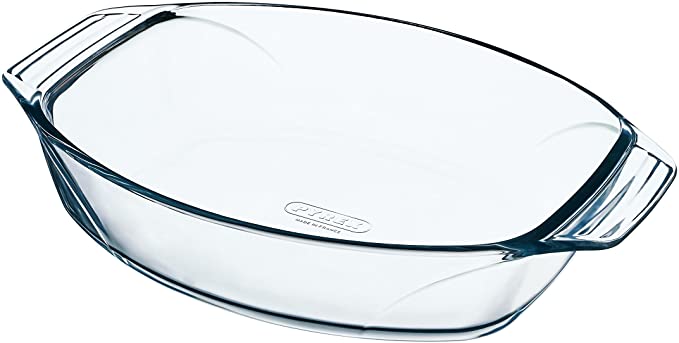 Pyrex Optimum Glass Oval Roaster High Resistance Easy Grip 35x24 cm, 2