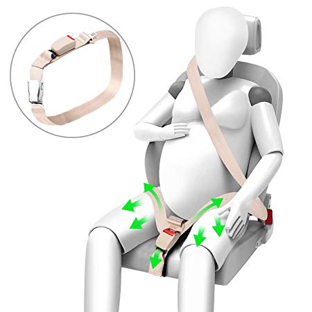 Bump Belt Pregnancy Seat Belt - Maternity Car Belt Adjuster Car Pregnant Belt, Comfort & Safety Car Seat Belt Adjuster for Maternity (Cream)