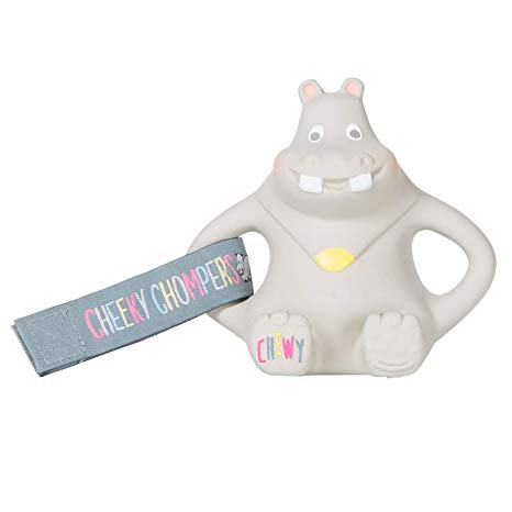 Cheeky Chompers Chewy The Hippo: 100% Natural Rubber Attachable Teether Designed to Avoid Choking Hazards
