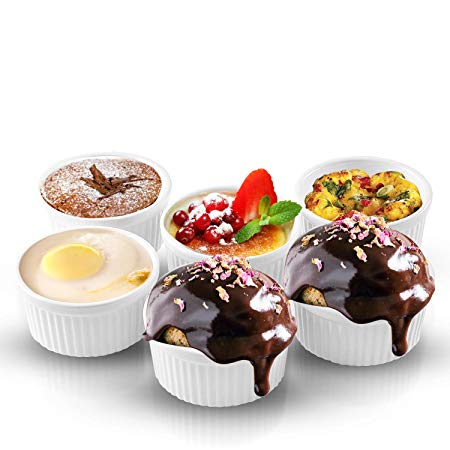 Ramekins for Baking and Creme Brulee Dishes 4 Ounce Ramekin Small Bowls Perfect as Baking Cups Pudding, Sauce, Souffle, Dipping, Custard Cups Dish and Flan Mold – Set of 6 Pieces