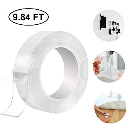 WOVTE Washable Double Sided Adhesive Tape, Multifunctional Reusable Gel Pads, Traceless Anti-Slip Carpet Tape for Fixing Carpet Phones Pictures Pen Key Household Industrial Use