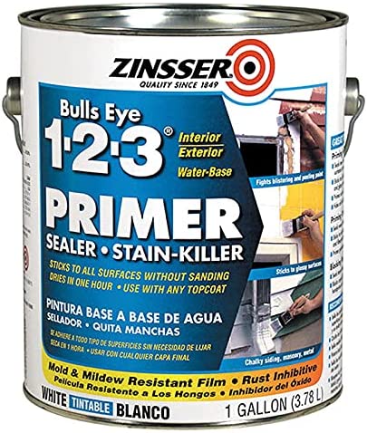 1 gal Zinsser 02001 White Zinsser, Bulls Eye 1-2-3 Water-Based Stain Blocking Primer/Sealer Pack of 1