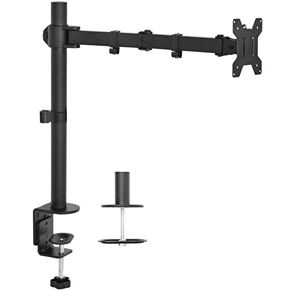 VIVO Single LCD Monitor Desk Mount Stand Fully Adjustable/Tilt/Articulating for 1 Screen 13" to 27" (STAND-V001)