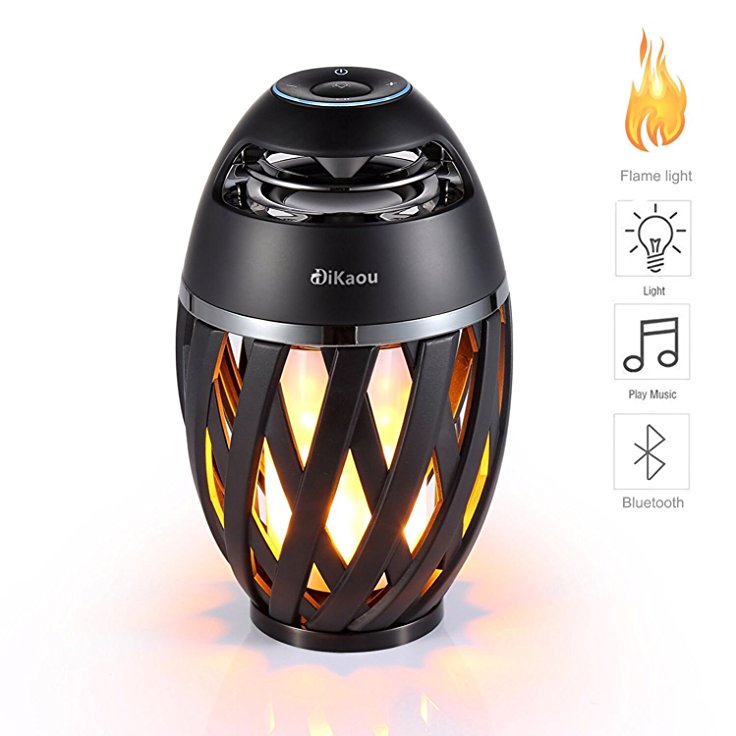 DIKAOU Bedside LED Lamp Bluetooth Speaker, Music Night Light Atmosphere Lamp Wireless Speaker with Superior Bass and Sound for iPad iPhone Android Phones(Black)