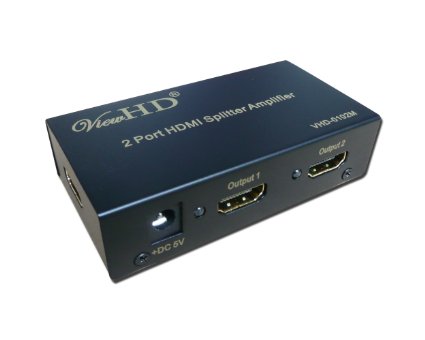 ViewHD HDMI Splitter 1x2  Support 1080P and 3D  One Input to Two Identical Outputs  VHD-0102M